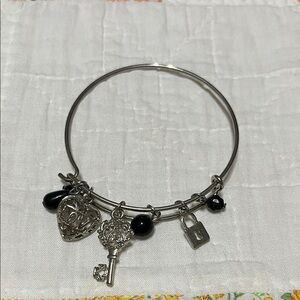 Silver Charm Bracelet with Black Accents
